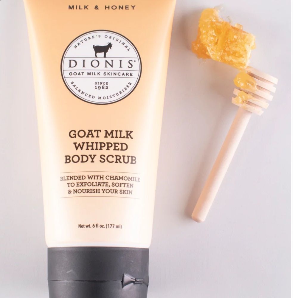 Dionis Goat Milk Whipped Body Scrub exfoliate, soften, nourish your skin